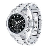 Movado Series 800 Chronograph Black Dial Silver Steel Strap Watch For Men - 2600110