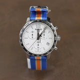 Tissot Quickster Chronograph NBA New York Kicks White Dial Multicolored Nato Strap Watch For Men - T095.417.17.037.06