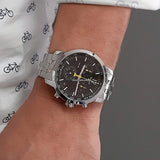 Tissot PRC 200 Chronograph Black Dial Silver Steel Strap Watch For Men - T055.417.11.057.00