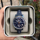 Fossil Boyfriend Sport Chronograph Blue Dial Blue Leather Strap Watch for Women - ES4113