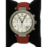 Michael Kors Parker Silver Dial Red Leather Strap Watch for Women - MK2278