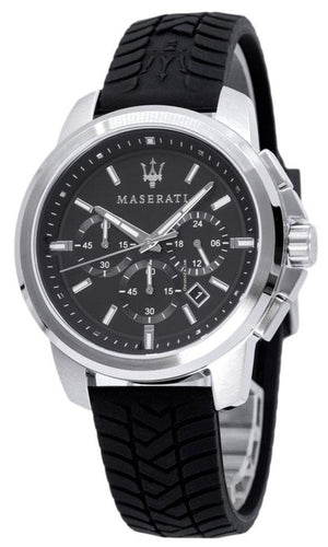 Maserati Successo Chronoraph Black Dial Black Silicon Strap Watch For Men - R8871621014