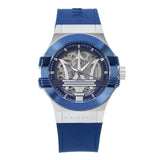 Maserati Potenza Skeleton Dial Quartz Blue Silicon Watch For Men - R8821108028