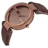 Gucci Interlocking Brown Dial Brown Leather Strap Watch For Women - YA133309