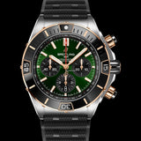 Breitling Super Chronomat B01 44 Green Dial Black Rubber Strap Watch for Men - UB0136251L1S1