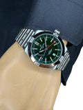 Breitling Chronomat GMT 40 Green Dial Silver Steel Strap Watch for Men - A32398101L1A1