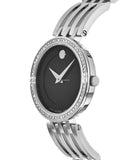 Movado Esperanza 63 Diamonds Black Dial Silver Steel Strap Watch For Women - 0607052