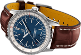 Breitling Navitimer 1 Automatic 41mm Blue Dial Brown Leather Strap Mens Watch - A17326211C1P1