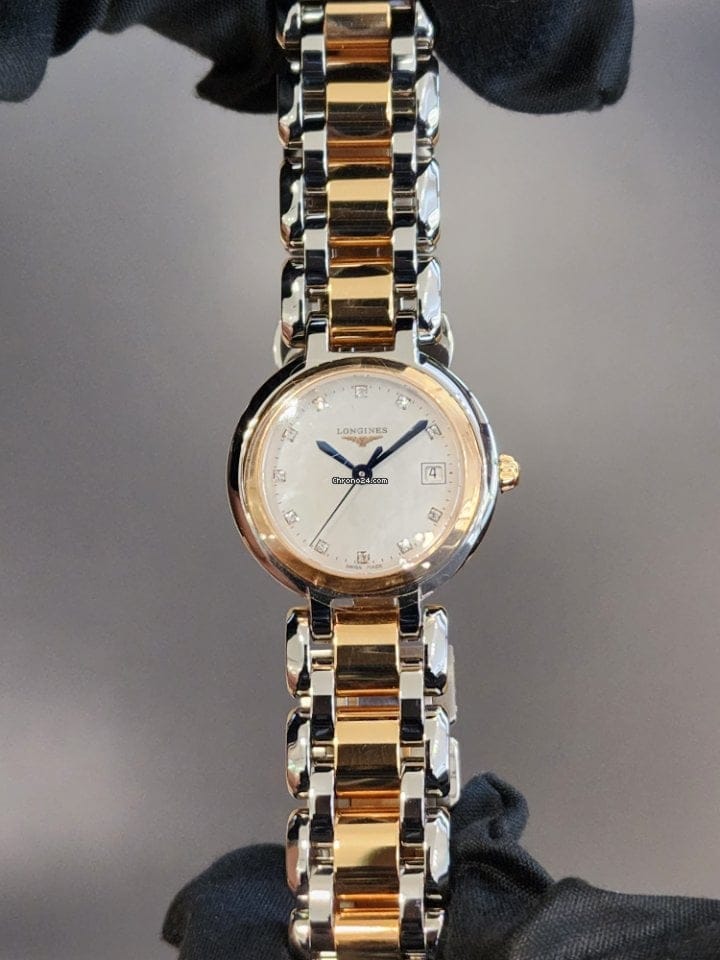 Longines PrimaLuna Quartz Diamonds Mother of Pearl Dial Two Tone Steel Strap Watch for Women - L8.110.5.93.6
