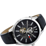 Tommy Hilfiger Spencer Skeleton Black Dial Black Leather Strap Watch for Men - 1791641