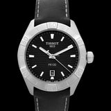 Tissot PR 100 Sport Quartz Black Dial Black Leather Strap Watch For Men - T101.610.16.051.00