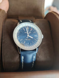 Breitling Navitimer Automatic 38mm Blue Dial Blue Leather Strap Mens Watch - A17325211C1P1