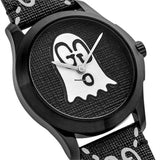 Gucci G Timeless Ghost Black Dial Black Leather Strap Watch For Men - YA1264018