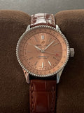 Breitling Navitimer Automatic 35 Brown Dial Brown Leather Strap Watch for Men - A17395201K1P1