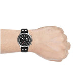 Fossil Retro Pilot Chronograph Black Dial Black Leather Strap Watch for Men - FS5806