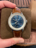 Breitling Navitimer Automatic 38mm Blue Dial Brown Leather Strap Mens Watch - A17325211C1P2