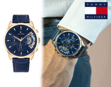 Tommy Hilfiger Baker Chronograph Quartz Blue Dial Blue Leather Strap Watch For Men - 1710451