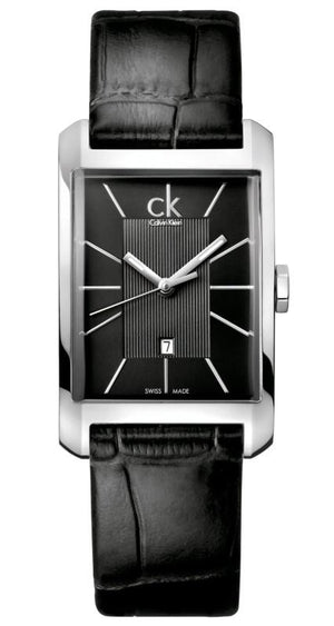 Calvin Klein Window Black Dial Black Leather Strap Watch for Men - K2M23107