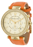 Michael Kors Parker Champagne Dial Orange Leather Strap Watch for Women - MK2279