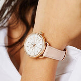 Fossil Tailor Quartz White Dial Pink Leather Strap Watch for Women - ES4393