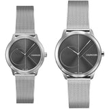 Calvin Klein Minimal Black Dial Silver Mesh Bracelet Watch for Women - K3M22123