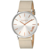 Coach Perry Silver DIal White Leather Strap Watch for Women - 14503116