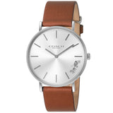 Coach Perry Silver Dial Brown Leather Strap Watch for Women - 14503120