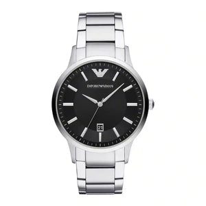 Emporio Armani Renato Quartz Black Dial Silver Steel Strap Watch For Men - AR11181