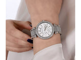 Michael Kors Parker Mother of Pearl Dial Diamonds Silver Steel Strap Watch for Women - MK5572