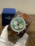 Breitling Navitimer B01 Chronograph 41 Green Dial Brown Leather Strap Watch for Men - AB0139211L1P1