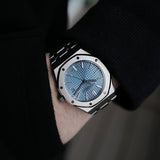 Audemars Piguet Royal Oak 50th Anniversary Light Blue Dial Silver Steel Strap Watch for Men - 15550ST.OO.1356ST.04