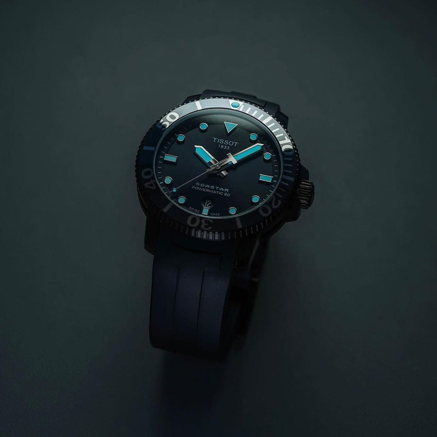 Tissot Seastar 1000 Powermatic 80 Black Dial Black Rubber Strap Watch For Men - T120.407.37.051.00