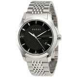 Gucci G Timeless Black Dial Silver Steel Strap Watch For Men - YA126402