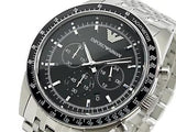 Emporio Armani Tazio Chronograph Black Dial Silver Steel Strap Watch For Men - AR5988