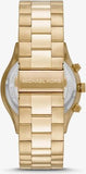 Michael Kors Slim Runway Chronograph Gold Dial Gold Steel Strap Watch For Men - MK8909