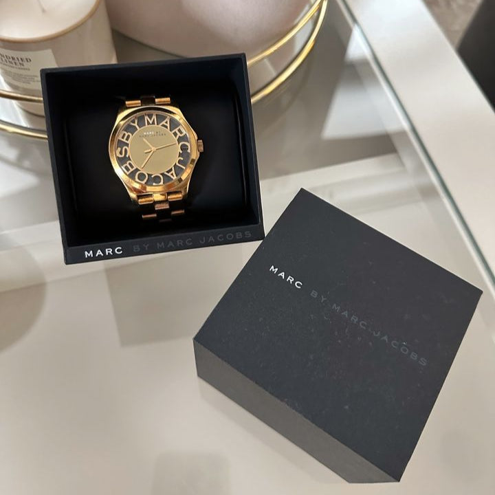 Marc Jacobs Henry Gold Dial Gold Steel Strap Watch for Women - MBM3292