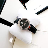 Gucci G Interlocking Black Dial Black Leather Strap Watch For Women - YA133301