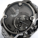 Diesel Little Daddy Dual Time Chronograph Grey Dial Stainless Steel Strap Watch For Men - DZ7263