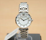 Emporio Armani Gianni T-Bar Mother of Pearl Dial Silver Stainless Steel Watch For Women - AR1908