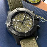 Breitling Avenger Chronograph 45mm Green Dial Green Nylon Strap Watch for Men - V13317101L1X1