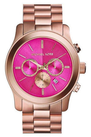 Michael Kors Runway Pink Dial Rose Gold Steel Strap Watch for Women - MK5931