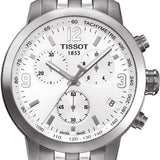 Tissot PRC 200 Chronograph White Dial Silver Steel Strap Watch For Men - T055.417.11.017.00