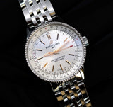 Breitling Navitimer Automatic 35 White Dial Silver Steel Strap Watch for Men - A17395F41G1A1