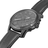 Fossil Grant Chronograph Black Dial Black Leather Strap Watch for Men - FS5132