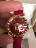 Versace Palazzo Empire Greca Red Dial Red Leather Strap Watch for Women - VEDV00319