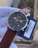 Tommy Hilfiger Evan Chronograph Blue Dial Brown Leather Strap Watch for Men - 1710393