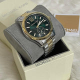 Michael Kors Lexington Quartz Green Dial Two Tone Steel Strap Watch For Men - MK9063