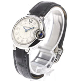 Cartier Ballon Bleu de Cartier Diamonds Silver Dial Black Leather Strap Watch for Women - W4BB0008