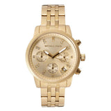 Michael Kors Ritz Chronograph Gold Dial Gold Steel Strap Watch for Women - MK5676