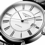 Longines Presence 38.5mm Automatic White Dial Black Leather Strap Watch for Men - L4.921.4.11.2